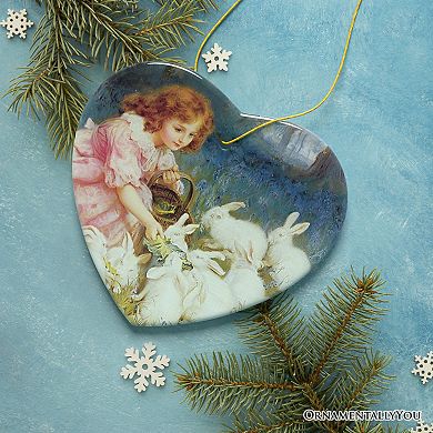 Alice Feeding the Rabbits Ornament, Vintage Adventures in Wonderland Christmas Decor