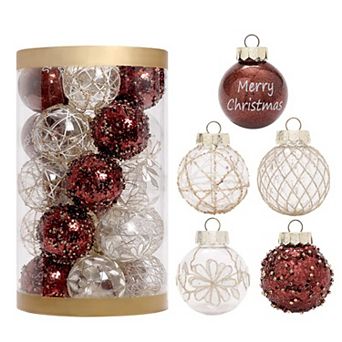25 pc Christmas Balls Ornaments for Tree Decor, Christmas Tree Decorations Hanging Baubles