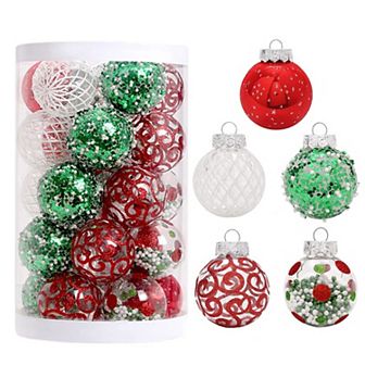 25 pc Christmas Balls Ornaments for Tree Decor, Christmas Tree Decorations Hanging Baubles