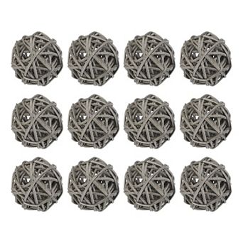 12 pc Wicker Rattan Balls 1.2 in for Vase Fillers Party Decorative