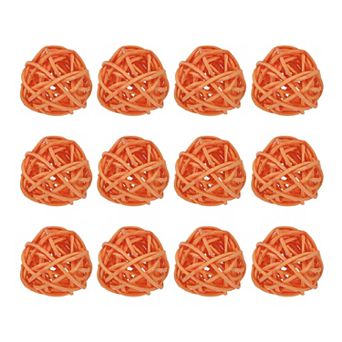 12 pc Wicker Rattan Balls 1.2 in for Vase Fillers Party Decorative
