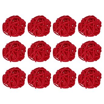 12 pc Wicker Rattan Balls 1.2 in for Vase Fillers Party Decorative