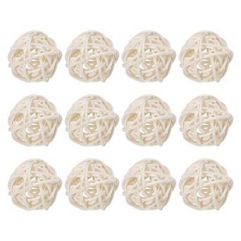 12 pc Wicker Rattan Balls 1.2 in for Vase Fillers Party Decorative