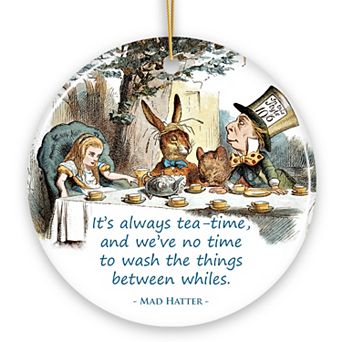 It's Always Tea Time Christmas Ornament, Alice in Mad Tea Party Vintage Tree Decor