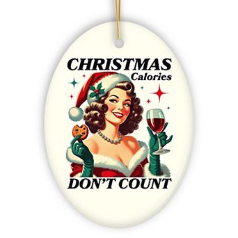 Christmas Calories Don't Count Ornament, Glamorous Holiday Indulgence Vintage Decor