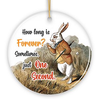 The White Rabbit How Long is Forever Quote Ornament, Vintage Alice's Adventures in Wonderland Christ
