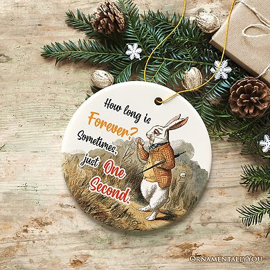 The White Rabbit How Long is Forever Quote Ornament, Vintage Alice's Adventures in Wonderland Christ