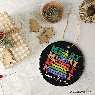 Teacher's Colorful Crayon Christmas Tree Ornament, Fun and Festive Educator Gift