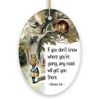 Getting Lost Cheshire Cat Quote Christmas Ornament, Vintage Alice's Adventures in Wonderland Decor