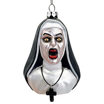 Spooky Decor Creepy Nun Themed Glass Ornament, Halloween Gothic Horror Tree Decoration