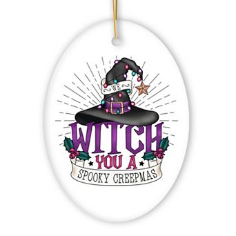 We Witch You a Spooky Creepmas Ornament, Whimsical Halloween Christmas Decoration