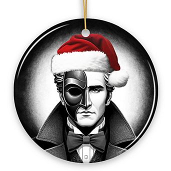 Enigmatic Phantom of the Opera with Santa Hat Ornament, Captivating Halloween Tree Keepsake
