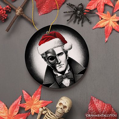 Enigmatic Phantom of the Opera with Santa Hat Ornament, Captivating Halloween Tree Keepsake