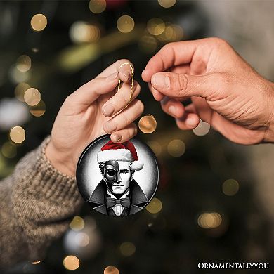 Enigmatic Phantom of the Opera with Santa Hat Ornament, Captivating Halloween Tree Keepsake