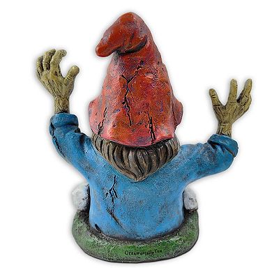 Zombie Gnome Garden Statue, 8" Outdoor Halloween Figurine Yard Decoration