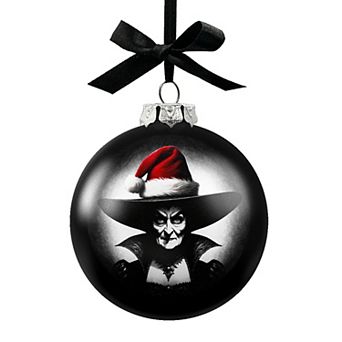 Wicked Witch Christmas Spooky Portrait Glass Ornament, Black Horror Halloween Tree Decoration