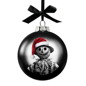 Scarecrow Christmas Spooky Portrait Glass Ornament, Black Horror Halloween Tree Decoration