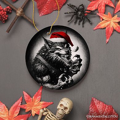 Vicious Werewolf Ceramic Ornament, Enigmatic Christmas Decoration for Halloween Tree