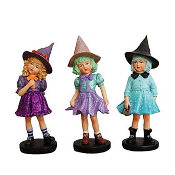 Mystical Victorian Witch Sisters Set of Three Figurines, Enchanted 6" Statues for a Bewitching Hallo