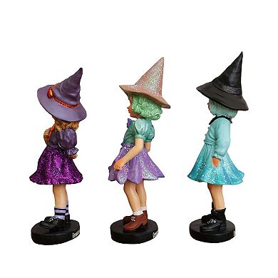 Mystical Victorian Witch Sisters Set of Three Figurines, Enchanted 6" Statues for a Bewitching Hallo