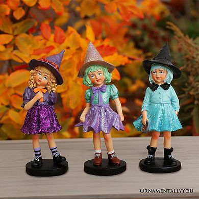 Mystical Victorian Witch Sisters Set of Three Figurines, Enchanted 6" Statues for a Bewitching Hallo