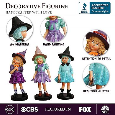 Mystical Victorian Witch Sisters Set of Three Figurines, Enchanted 6" Statues for a Bewitching Hallo