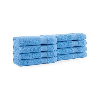Aston & Arden Aegean Recycled Cotton Washcloths (8 Pack), 13x13, Solid