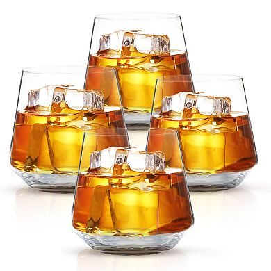 Berkware Lowball Whiskey Glasses - Tapered Whiskey Glasses (15.8oz) - Set Of 4