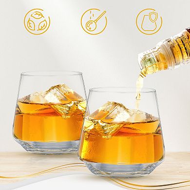 Berkware Lowball Whiskey Glasses - Tapered Whiskey Glasses (15.8oz) - Set Of 4