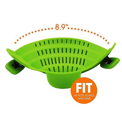 Cheer Collection Silicone Clip On Pot Strainer, Heat-resistant Snap-on, For Pasta, Etc
