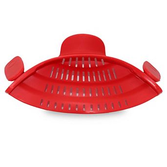 Cheer Collection Silicone Clip On Pot Strainer, Heat-resistant Snap-on, For Pasta, Etc