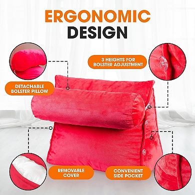 Cheer Collection Tv Reading And Wedge Pillow With Detachable Bolster