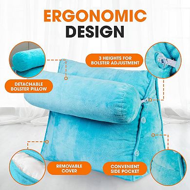Cheer Collection Tv Reading And Wedge Pillow With Detachable Bolster