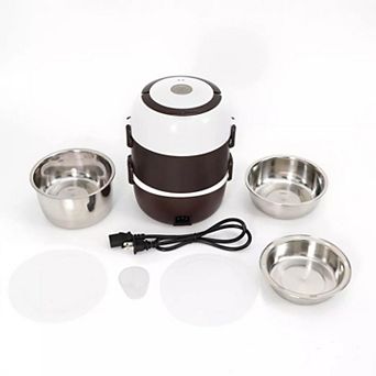 3-Layer Electric Lunch Box Steamer Pot Rice Cooker 2L