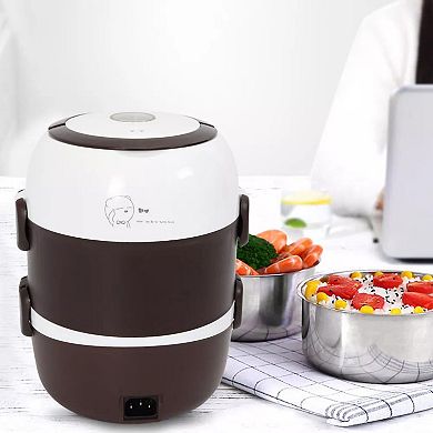 3-Layer Electric Lunch Box Steamer Pot Rice Cooker 2L