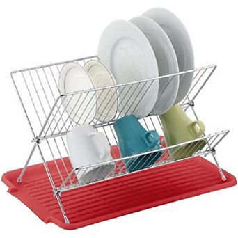 17 Inch X Shaped Stainless Steel 2 tier Dish Rack