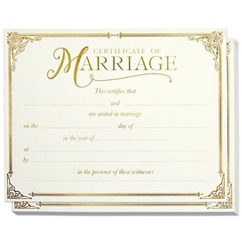 48 Pack Marriage Certificates With Gold Foil Edges, Wedding Ceremony,11 X 8.5 In