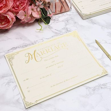 48 Pack Marriage Certificates With Gold Foil Edges, Wedding Ceremony,11 X 8.5 In