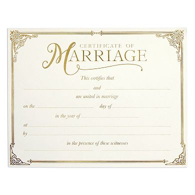 48 Pack Marriage Certificates With Gold Foil Edges, Wedding Ceremony,11 X 8.5 In