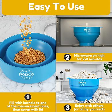 Silicone Microwave Popcorn Popper With Handles, Silicone Popcorn Maker