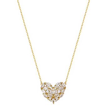 Brilliance 14k Gold Flash Plated Cubic Zirconia Heart Necklace