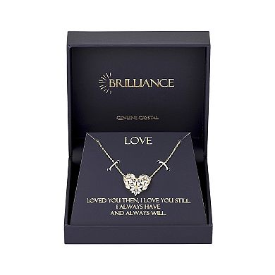 Brilliance 14k Gold Flash Plated Cubic Zirconia Heart Necklace
