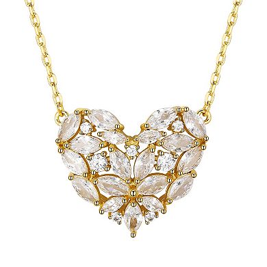Brilliance 14k Gold Flash Plated Cubic Zirconia Heart Necklace