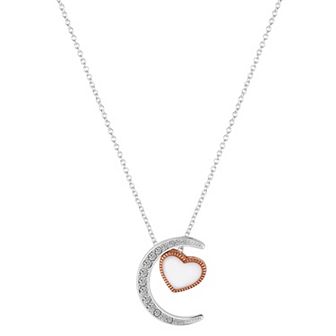 Brilliance Crystal & Mother-of-Pearl "I Love You to the Moon & Back" Heart & Moon Necklace