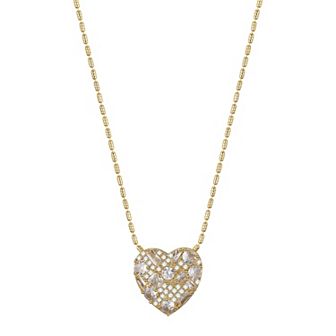 Brilliance 14k Gold Flash Plated Cubic Zirconia Baguette Heart Necklace