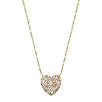 Brilliance 14k Gold Flash Plated Cubic Zirconia Baguette Heart Necklace