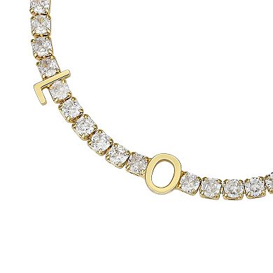 Brilliance 14k Gold Flash Plated Cubic Zirconia "Love" Tennis Bracelet