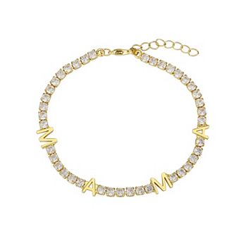 Brilliance 14k Gold Flash Plated Cubic Zirconia "Mama" Tennis Bracelet