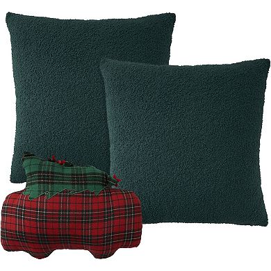 Mina Victory Holiday Plaid Camper Indoor 3-Piece Throw Pillows Set