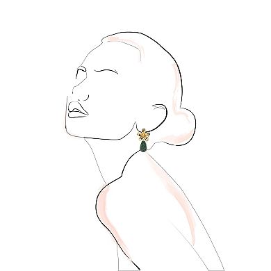 Emberly Gold Tone Flower Drop Teardrop Bead Earrings
